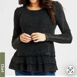 Altar'd State Black Waffle Tunic Size Large